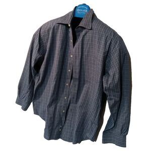 Beautiful AUSTIN REED Hong Kong Cotton Short Sleeve Shirt  BLUES  Large